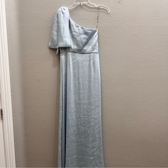 Sachin & Babi Chelsea Dress Size 6 Ice Blue One Shoulder Bow Gown Formal - Picture 5 of 8